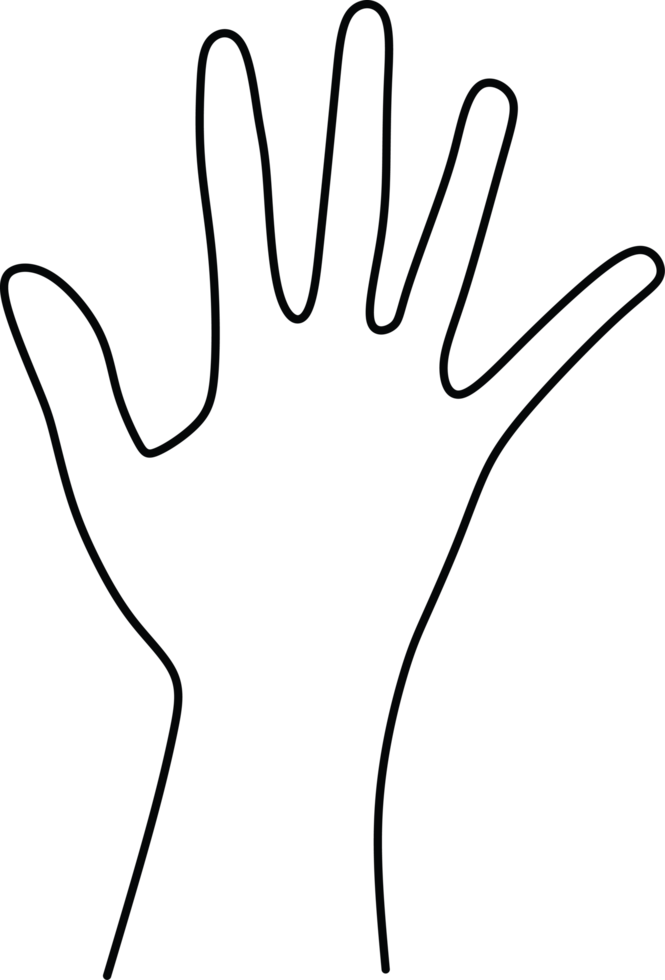 Minimalist Line Art Depiction of a Human Hand Outline in Black png