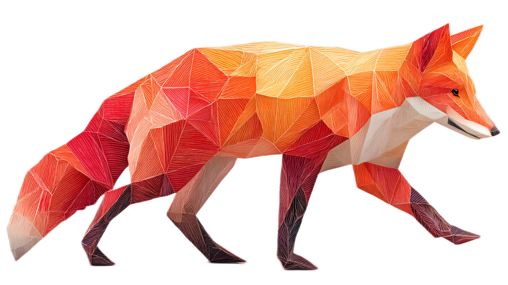 Colorful Geometric Fox - Abstract Art Design with Vibrant Shades and Unique Shape png