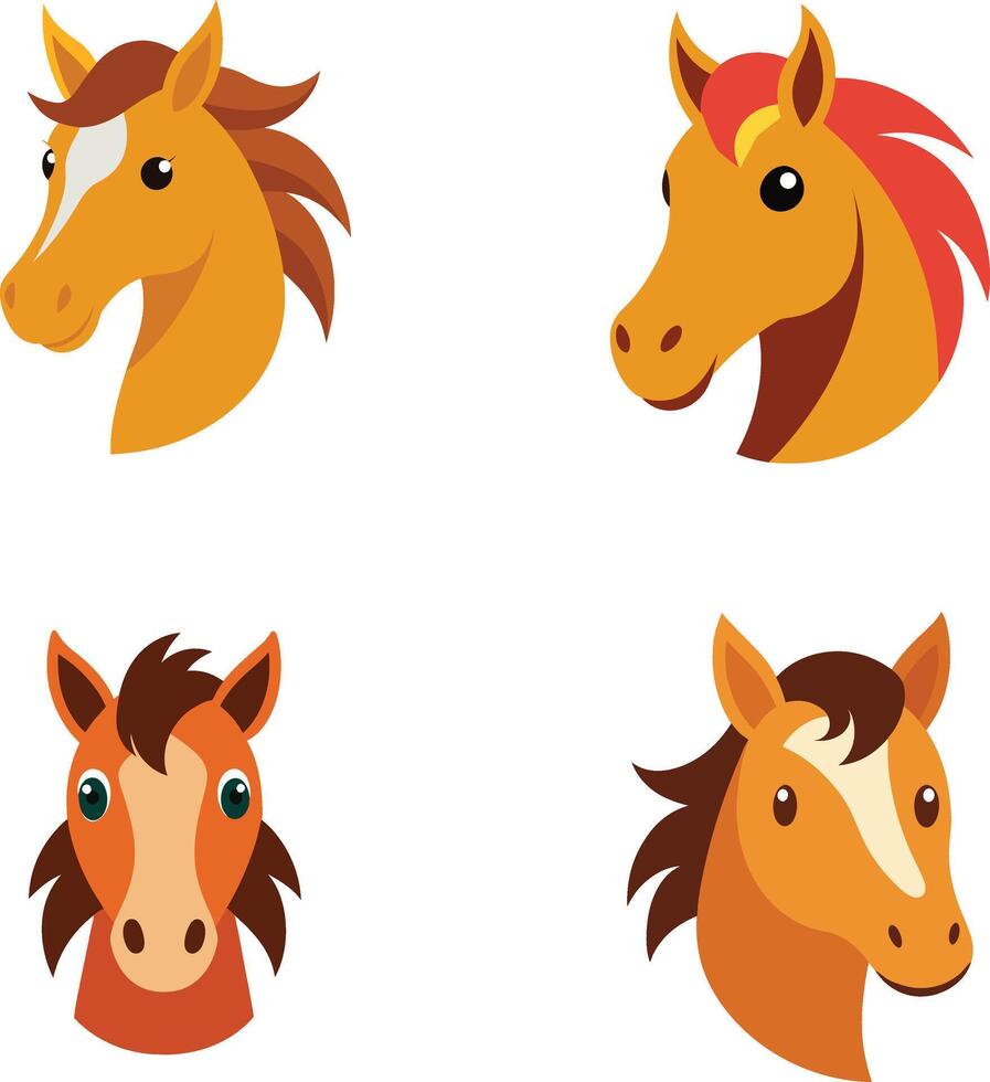 Cute Horse Head Illustration vector