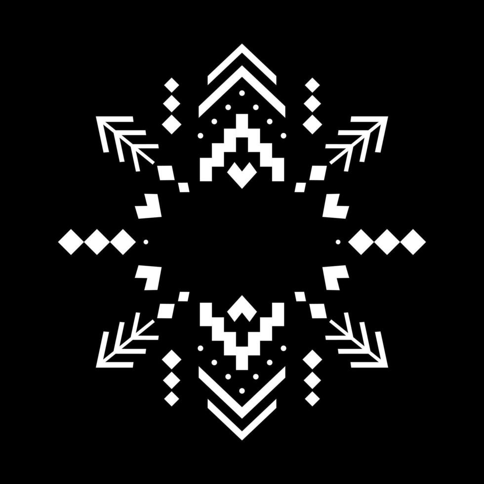 Aztec element, ethnic ornament. Tribal design, geometric symbol for border, frame, tattoo, logo, card, decorative works. Navajo motif on black background. vector