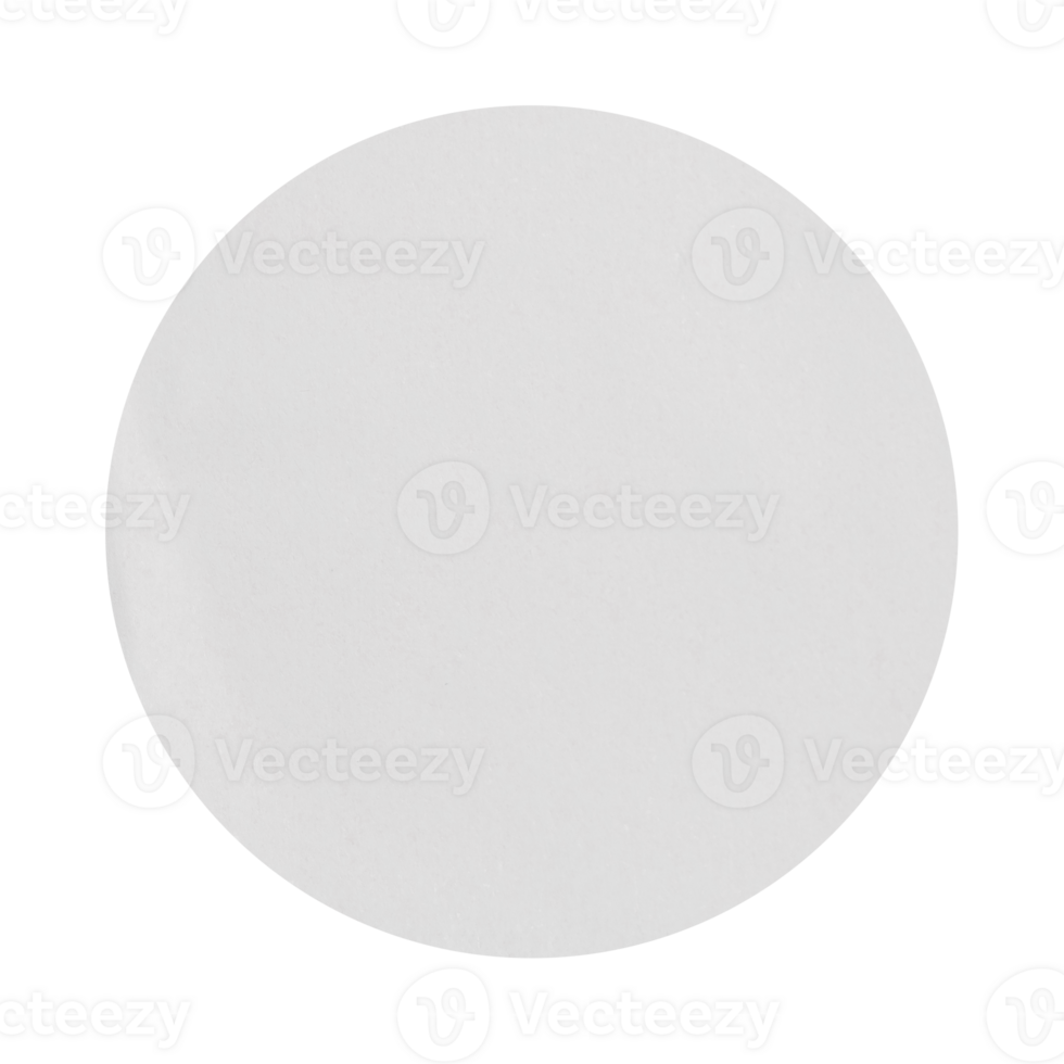 Blank White round crumpled paper circle promotion message sticker label cutout isolated on a transparent background png