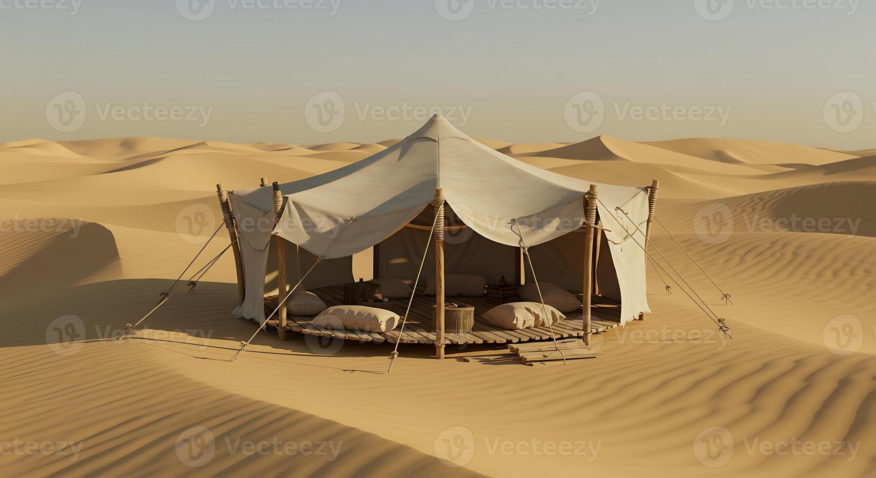 Desert Tent Glamping with Luxury Camping in Sand Dunes Landscape photo