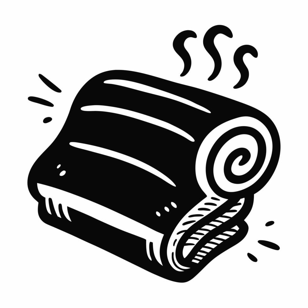 Steaming Hot Towel Illustration in Black and White Style vector