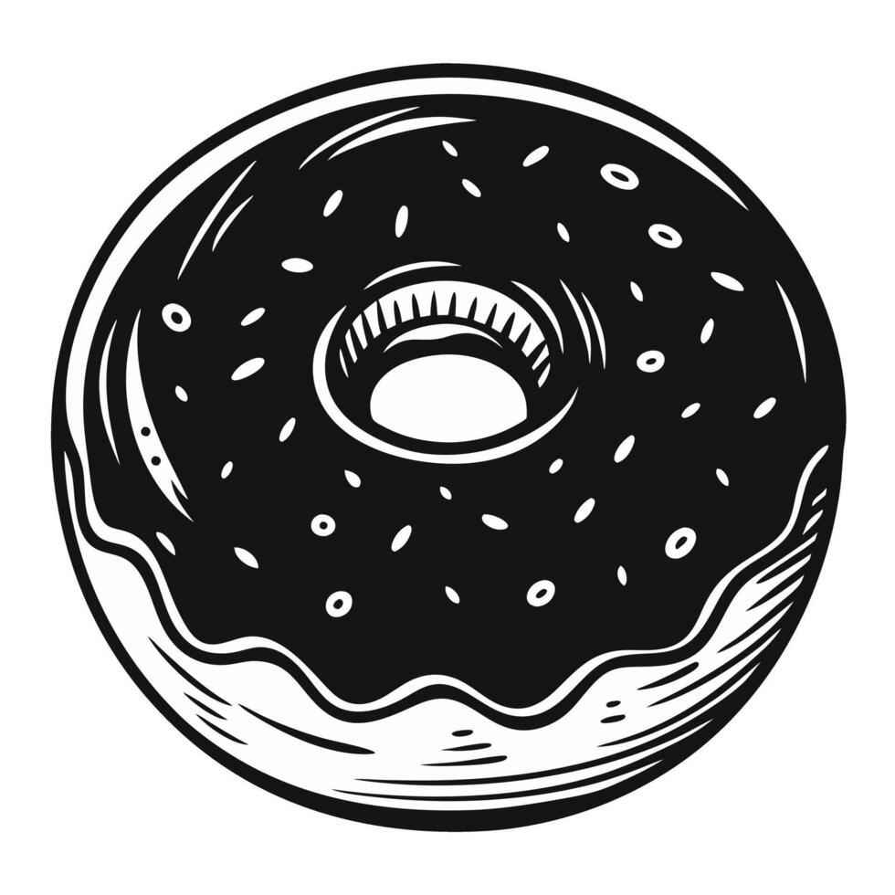 A black donut with sprinkles on top vector