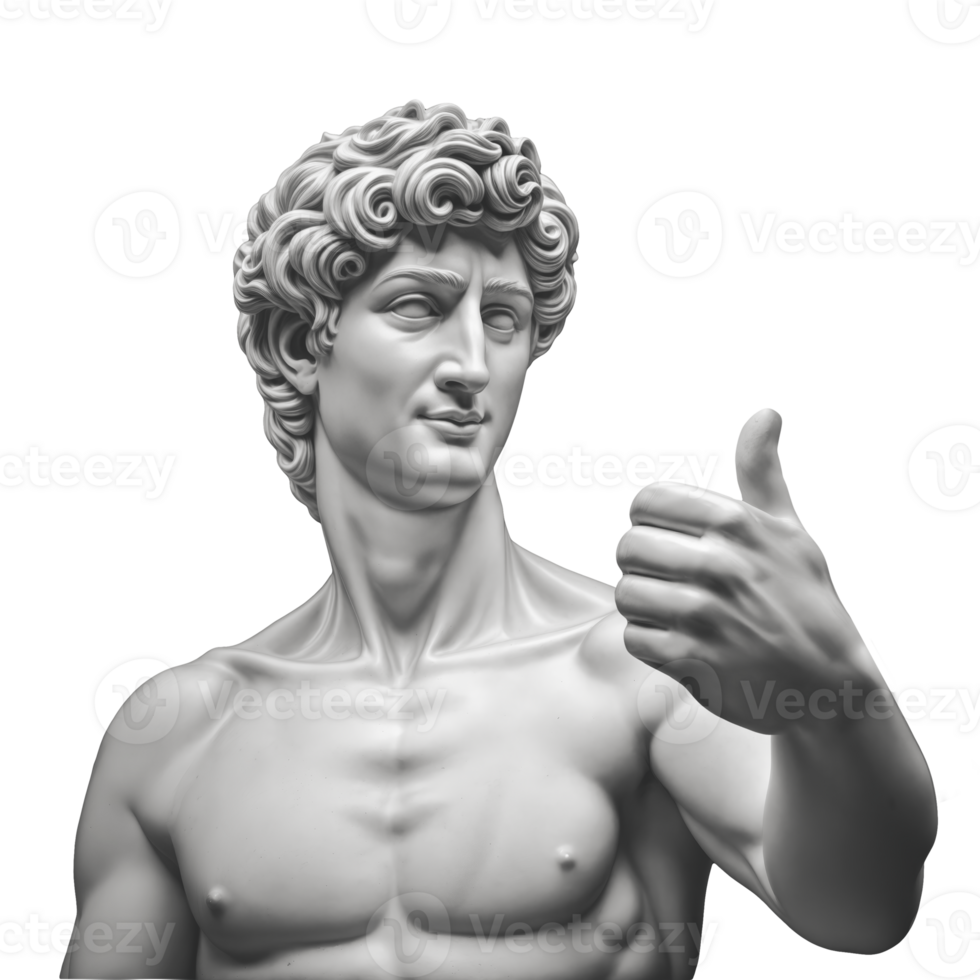 A statue of a shirtless man giving an enthusiastic thumbs up png