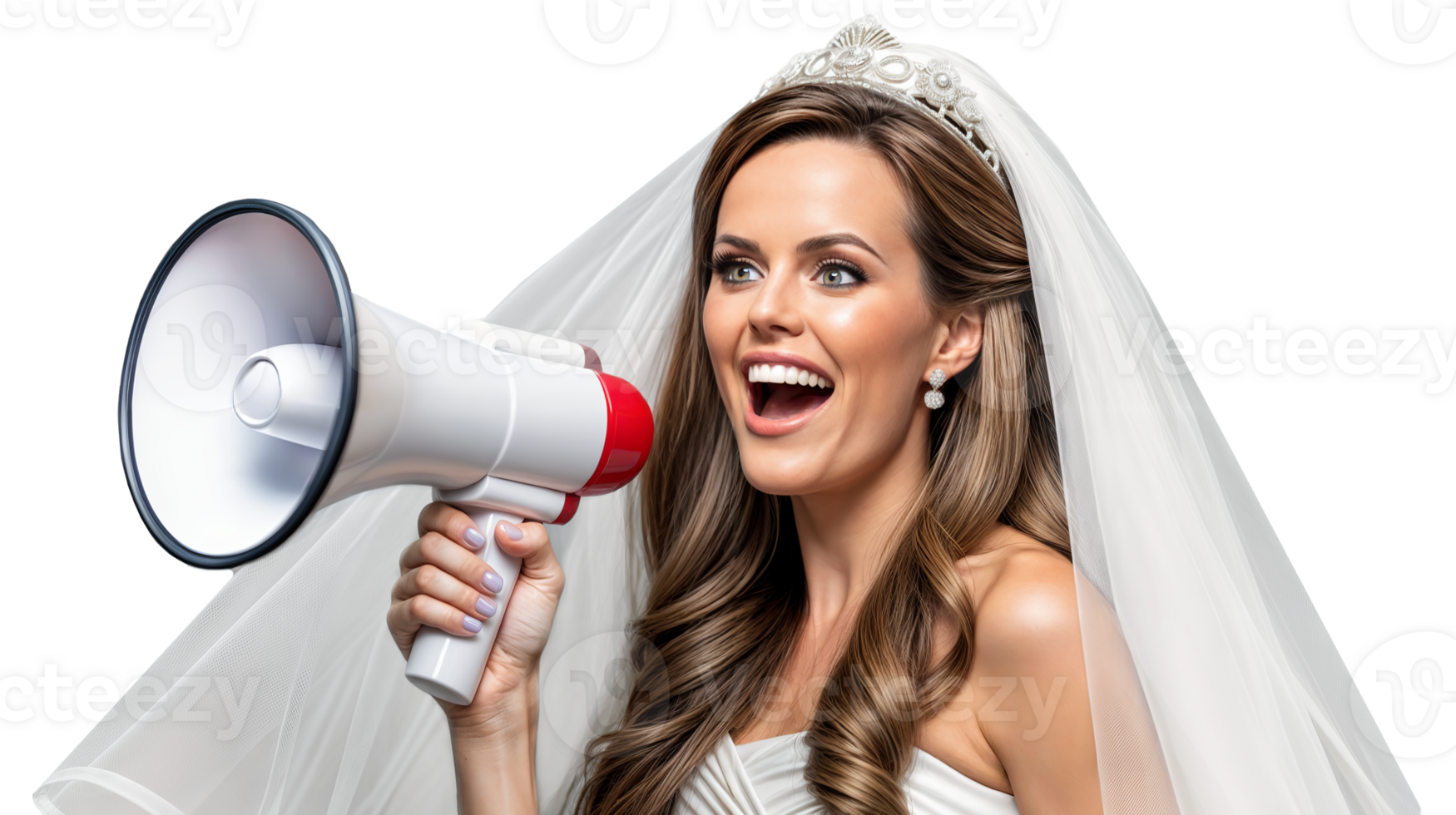 A bride holding a megaphone png