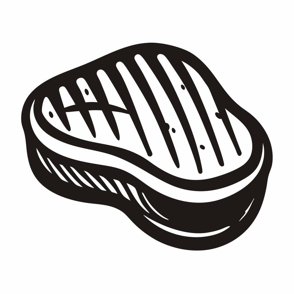 Grilled Steak Illustration in Black and White for Food Designs vector
