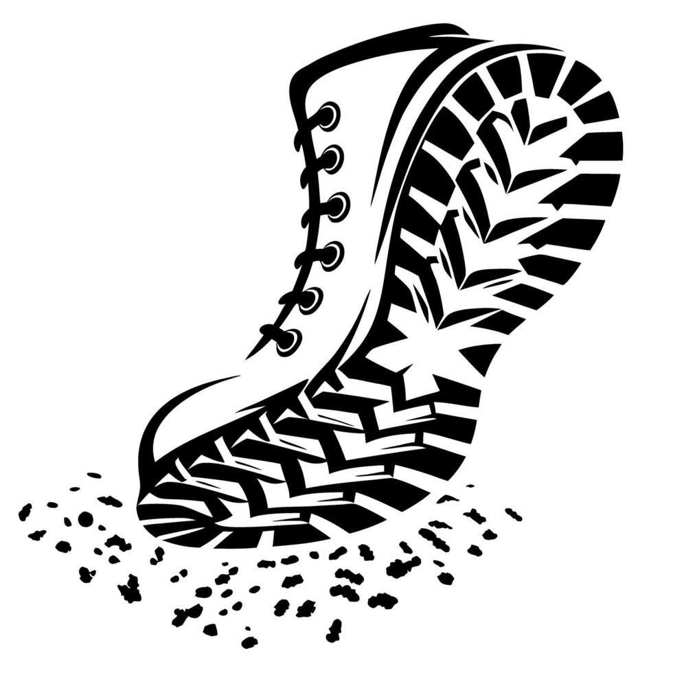 Stylized boot print stomping down with tread design vector