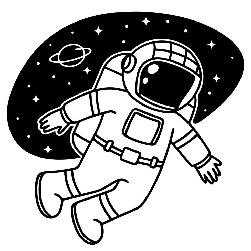 space exploration astronaut floating in outer space with stars and planet adventure and discovery vector