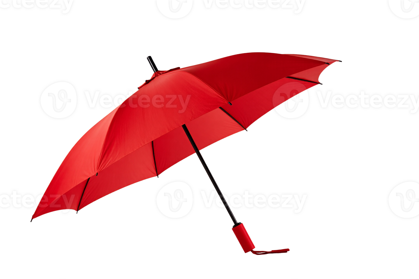 Bright Red Umbrella Open and Viewed from the Side, Isolated on a Clear Transparent Background, Symbolizing Protection from Rain, Bold Color, and Simple Design png