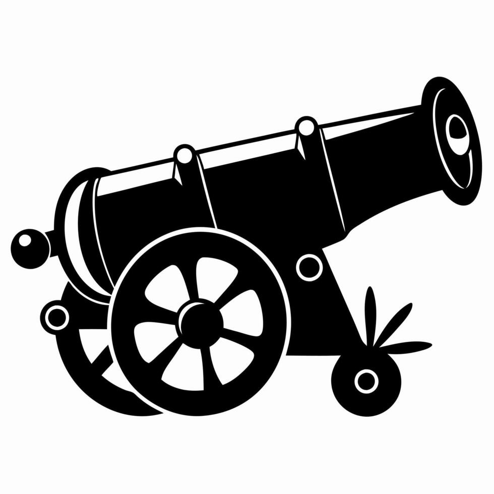 Vintage Cannon Silhouette Illustration for Retro Design Projects vector