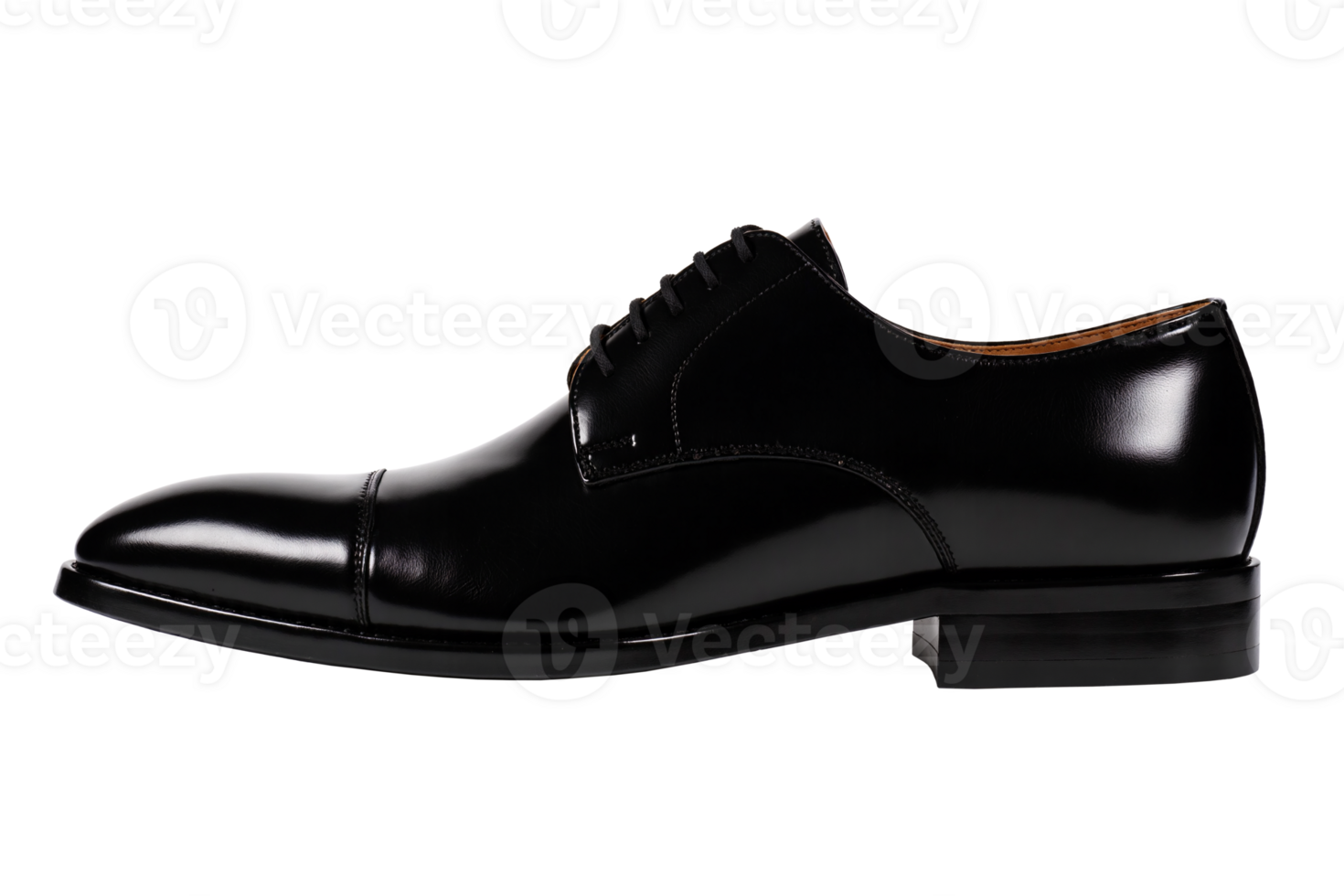 Elegant Single Black Leather Oxford Dress Shoe with Laces Isolated on a Clean Transparent Background, Emphasizing Classic Design, Fine Craftsmanship png