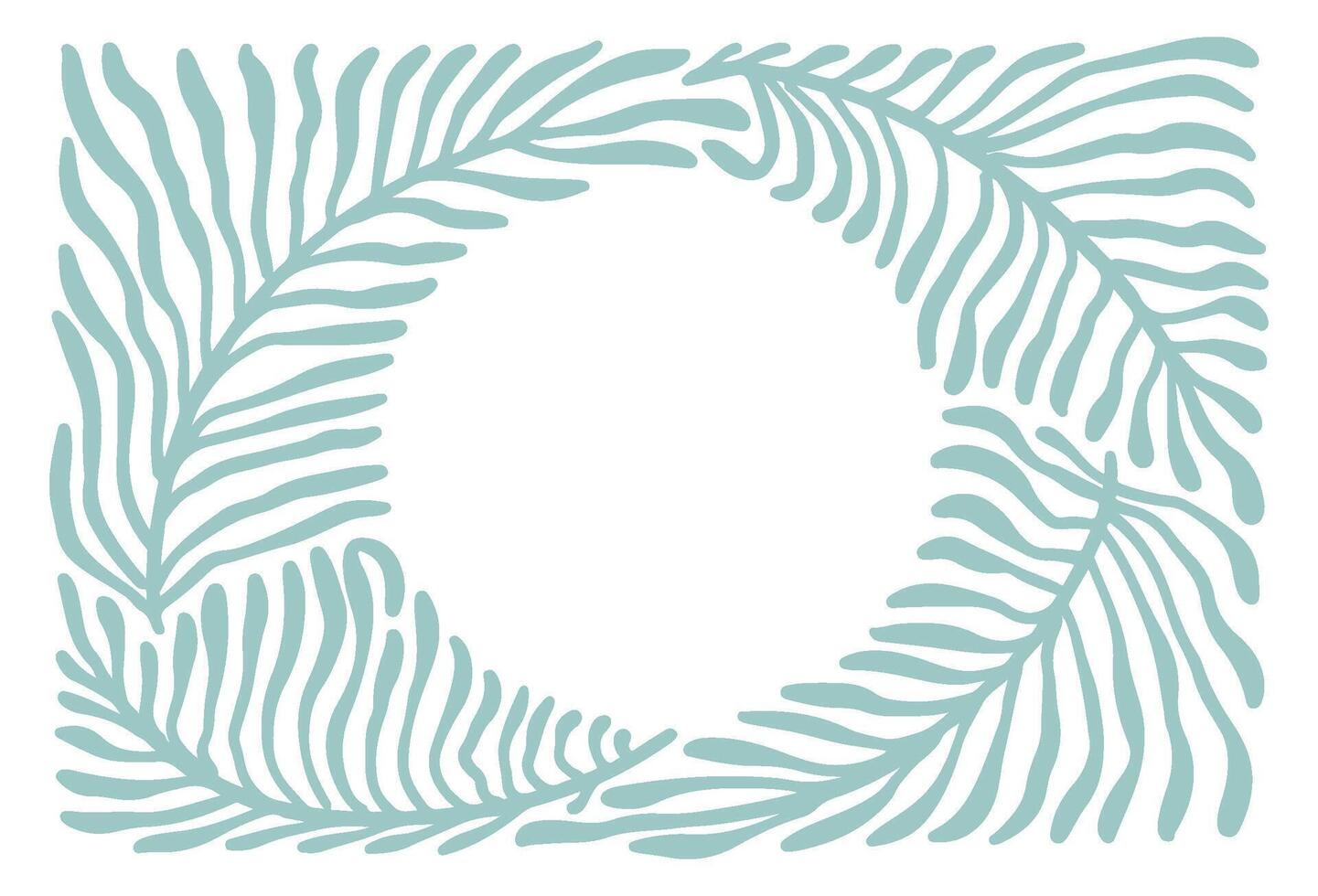 Trendy simple wavy and groovy frame in boho naive style, tropical plants, floral botanic hand drawn design template and modern summer print for poster, placard, branding. flat illustration. vector