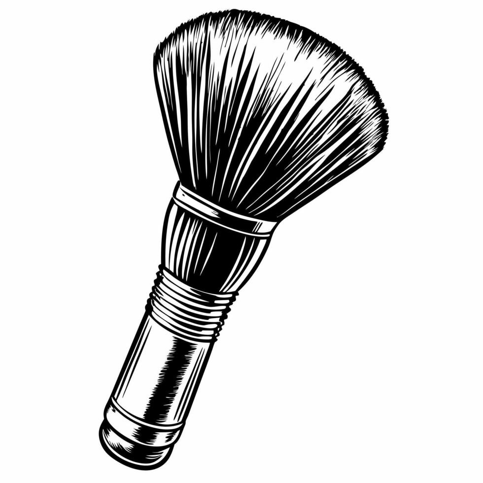 Vintage Shaving Brush Illustration Retro Grooming Tool in Black and White Ink Style vector