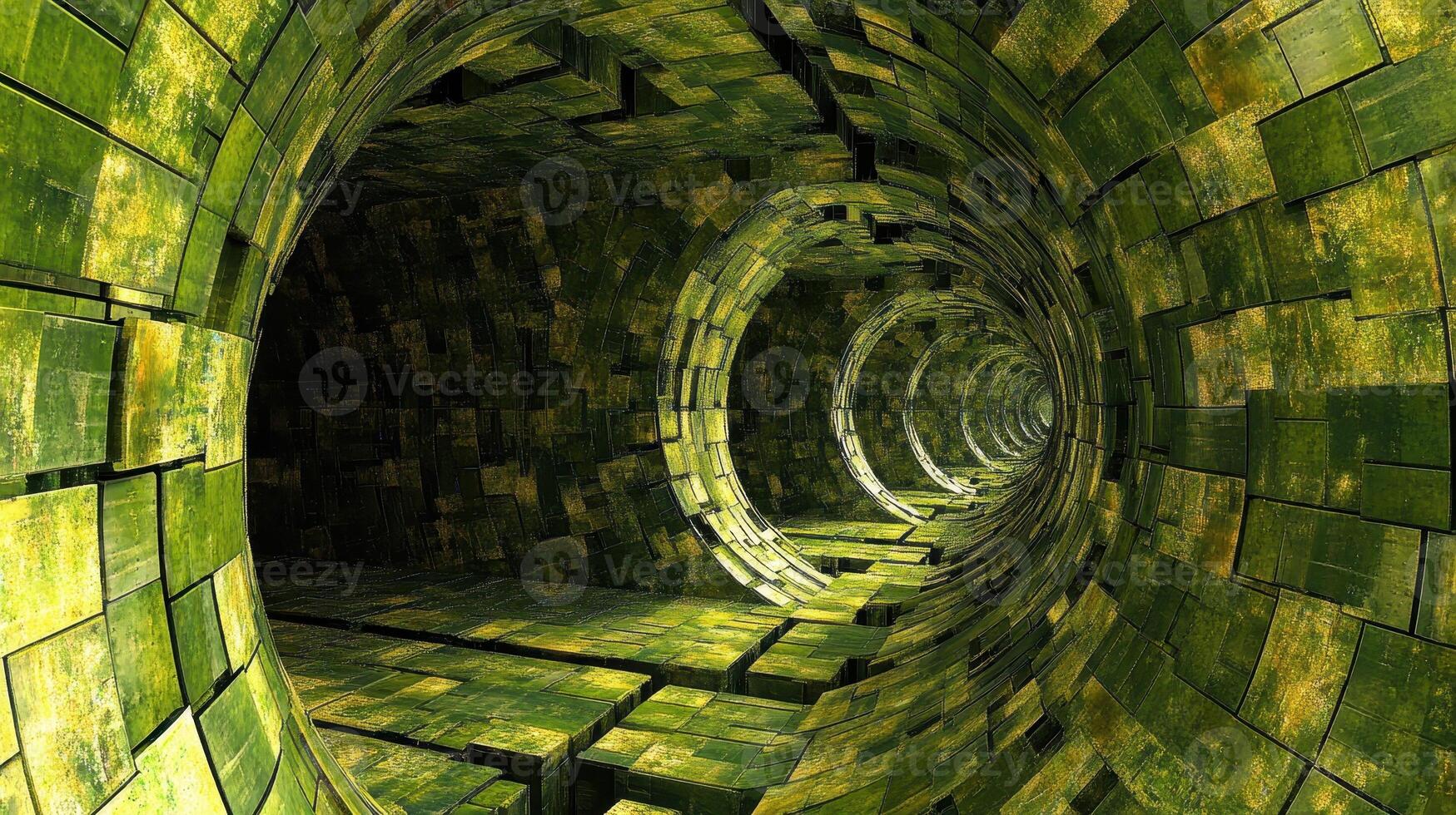 Abstract Green Geometric Tunnel Structure Design photo