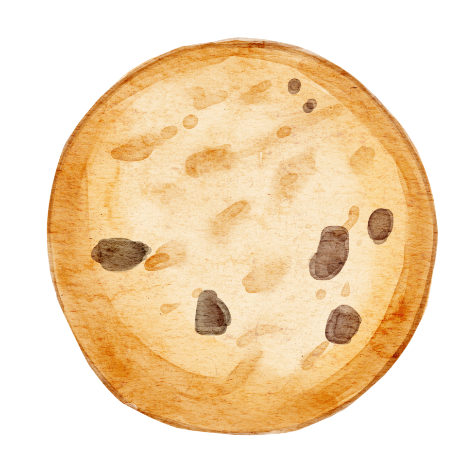 Watercolor illustration of butter cookies with chocolate chips png