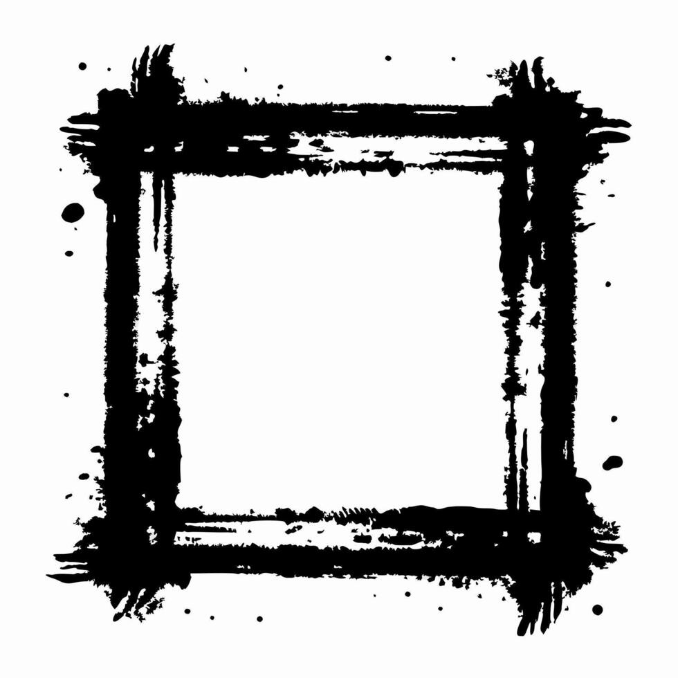 Abstract Grunge Frame Design with Brush Stroke Texture in Black Ink Style vector