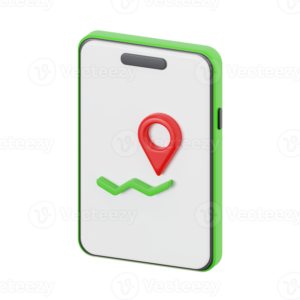 3D Mobile Phone with Location Marker and Line Graph png