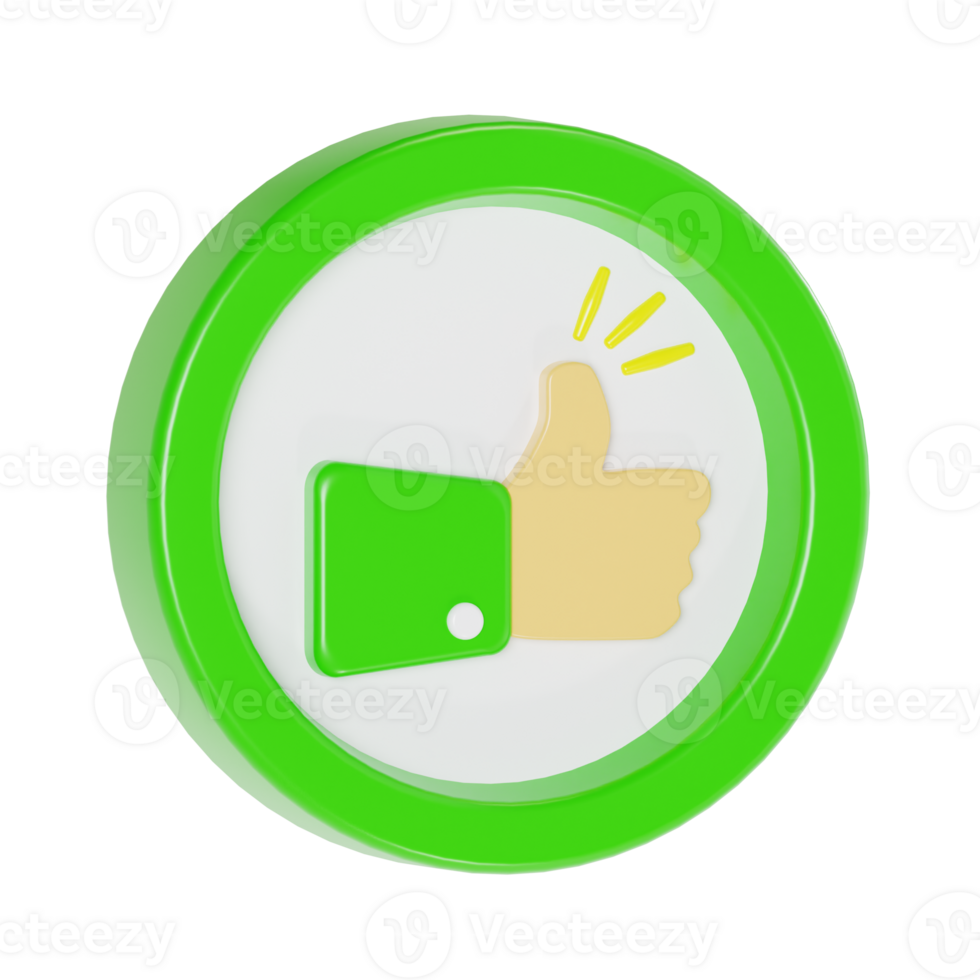 3D Like Button with Green and Yellow Colors png