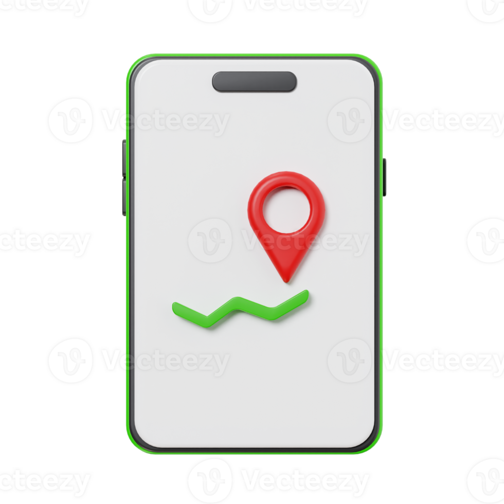 Red Location Pin on Green Smartphone png