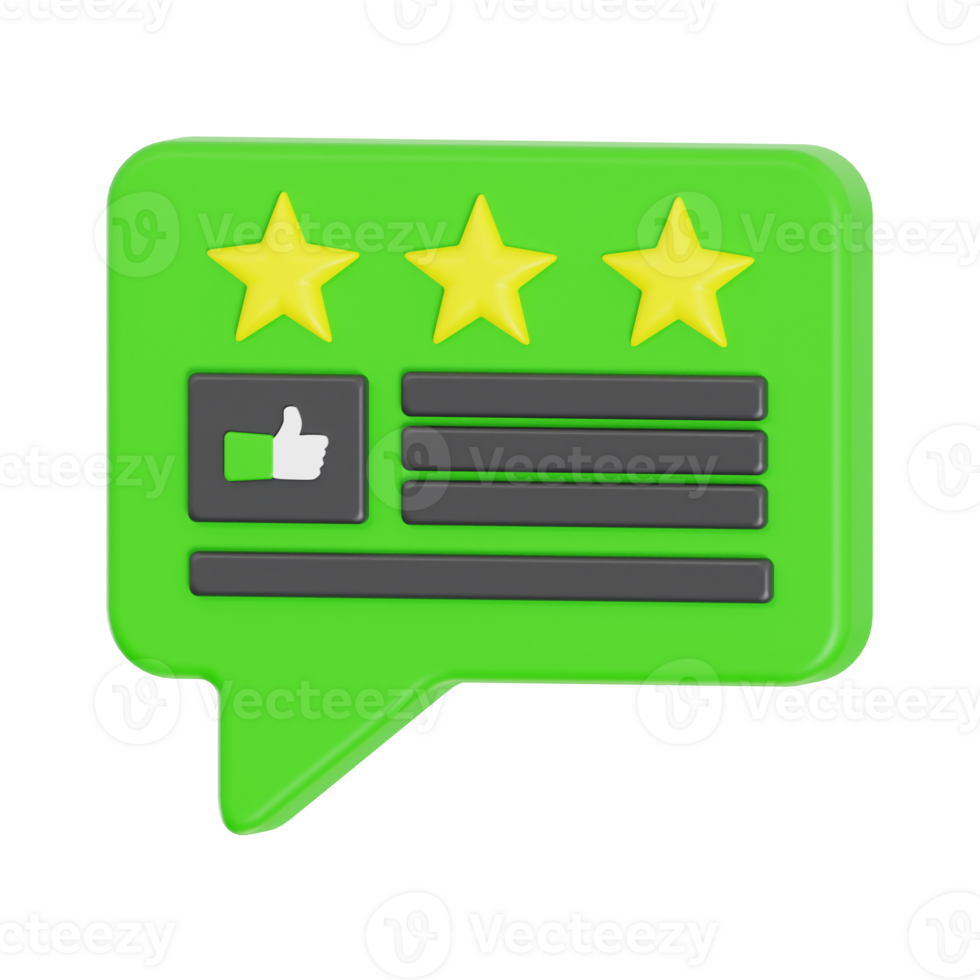 3D Customer Review with 3 Stars and Thumbs Up png
