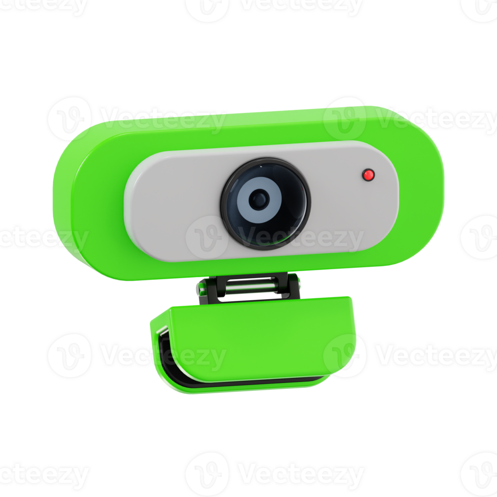 Stylish Green Webcam with Red Light Indicator png