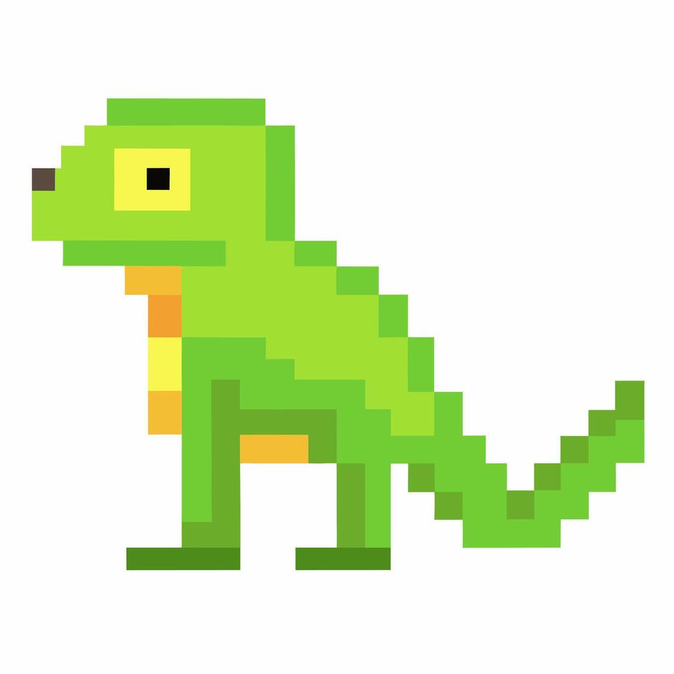 Retro Pixel Art Chameleon Nostalgic 8 bit Reptile Graphic for Game Design vector