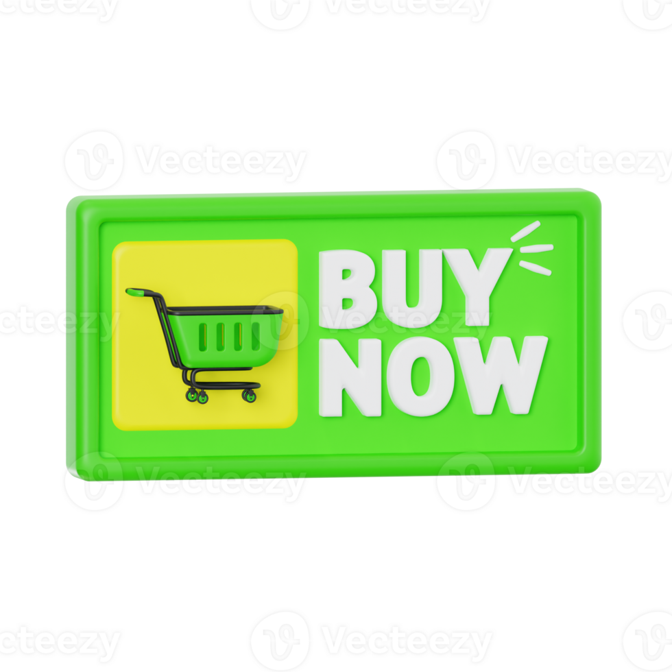 3D Green Buy Now Button with Shopping Cart Icon png