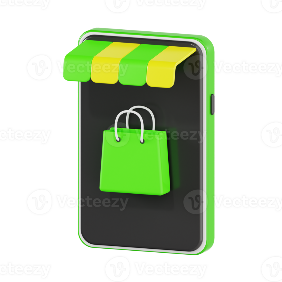 E-commerce Shop Icon with Shopping Bag on Mobile png