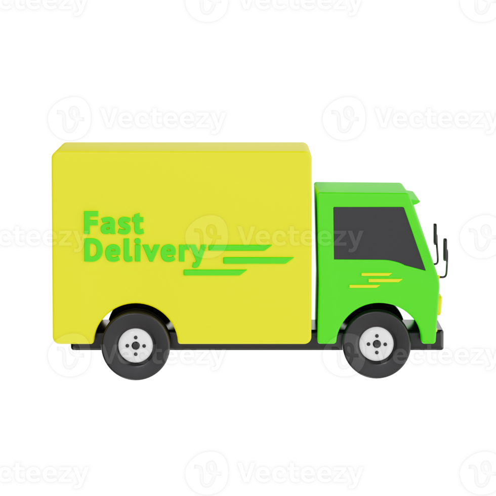 Fast Delivery Icon on Green and Yellow Delivery Van png