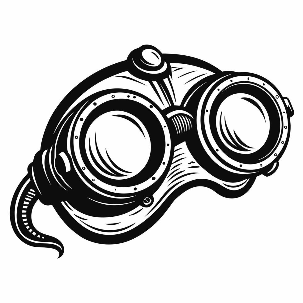 Vintage Steampunk Goggles Illustration in Black and White Art vector