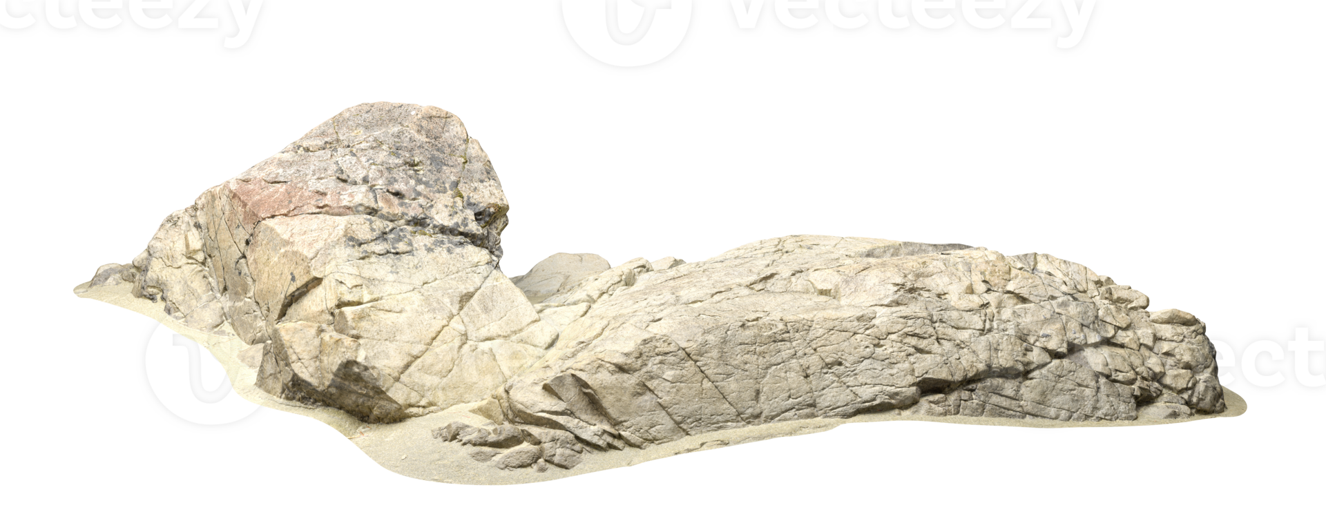 Isolate realistic beige desert rock on transparent backgrounds 3d rendering png