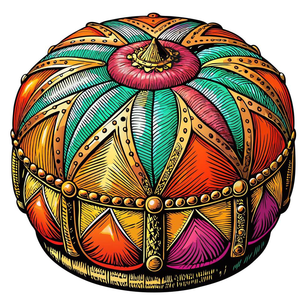 Colorful Royal Crown Illustration with Ornate Patterns and Jewels vector