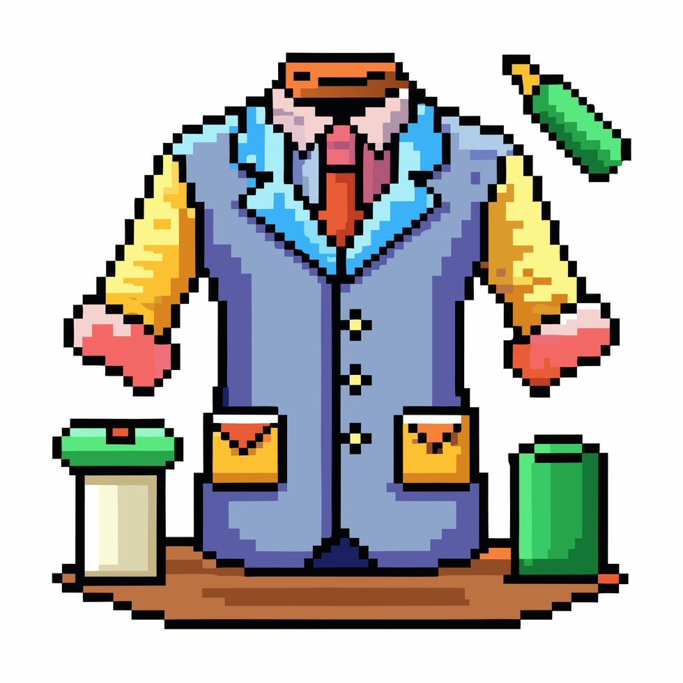 Pixel Art Tailor Shop Vintage Sewing Supplies Illustration vector
