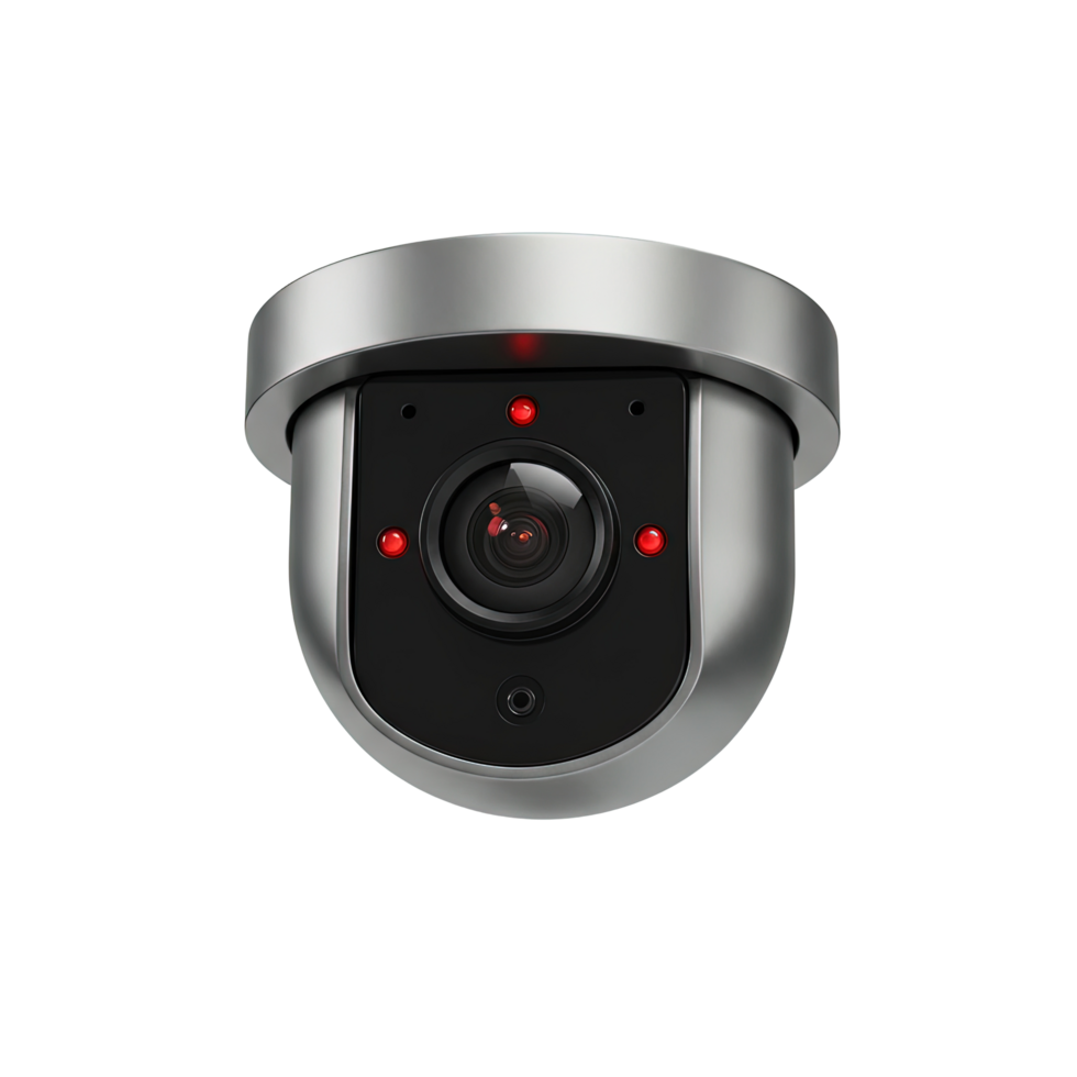 High-Resolution Dome Surveillance Camera with Infrared LEDs for Security Monitoring png