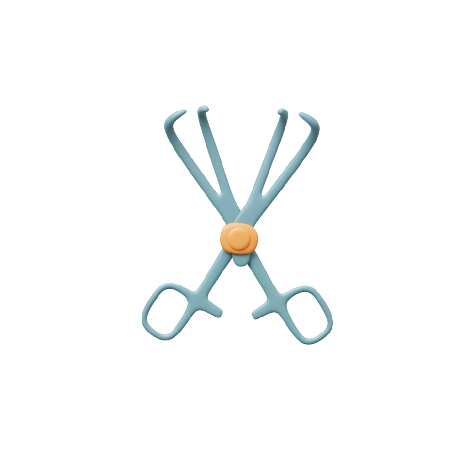 Teal Medical Forceps 3D Render Isolated Background png