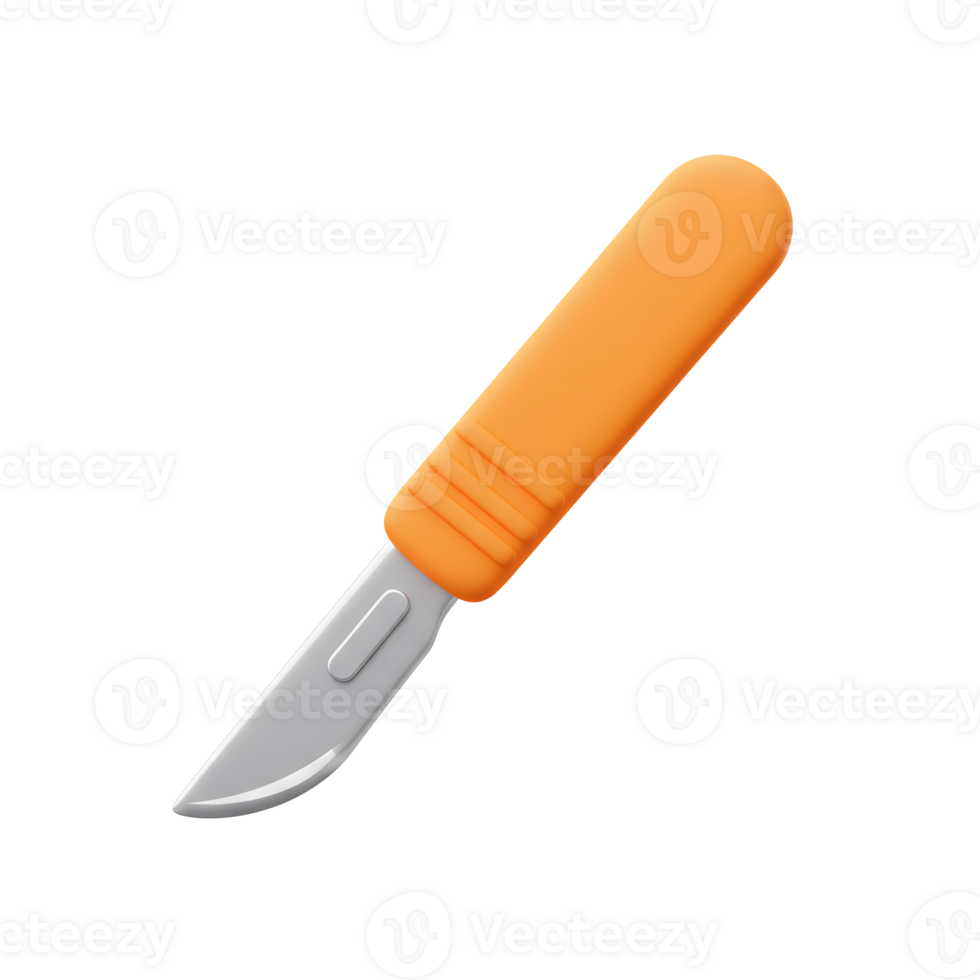 Orange Handle Scalpel 3D Render Isolated White Background png