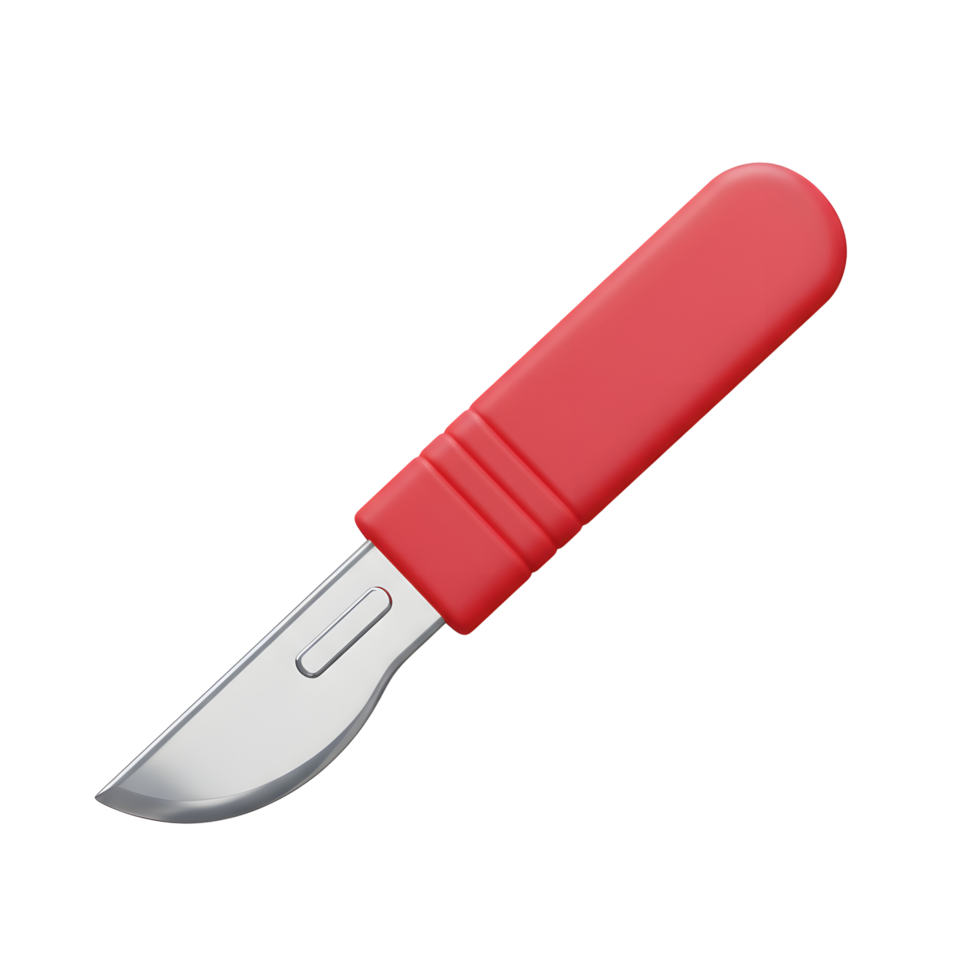 Red Handle Scalpel Medical Tool 3D Render Clean Design png