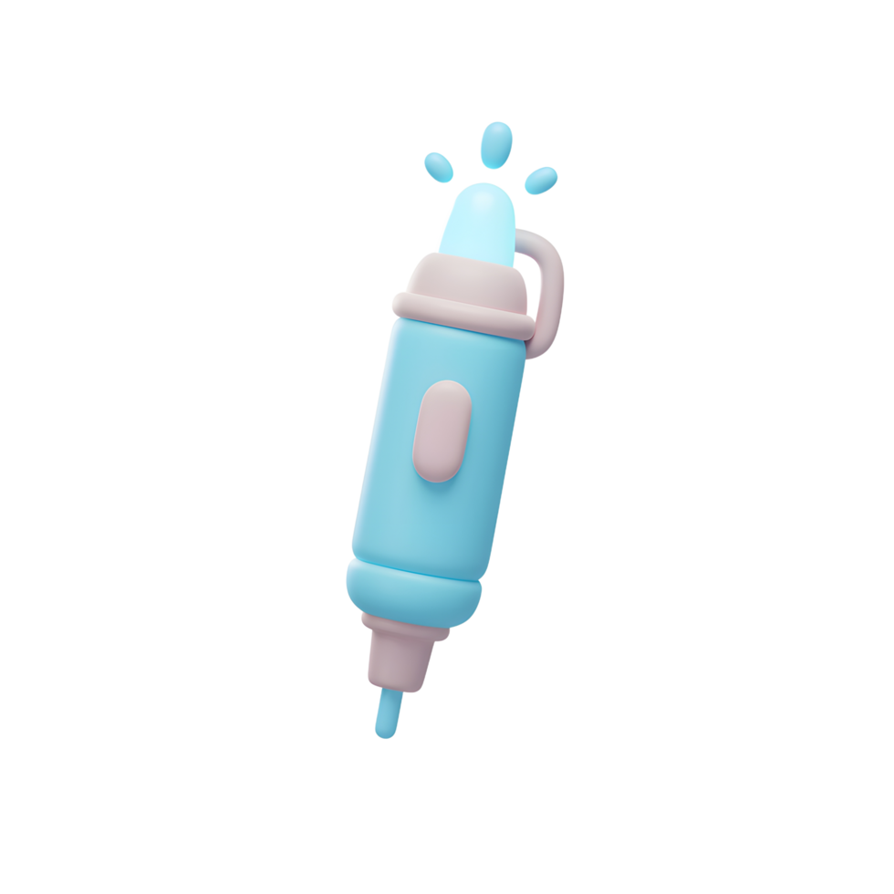 Cute Pastel Blue 3D Pen Glowing Writing Tool png