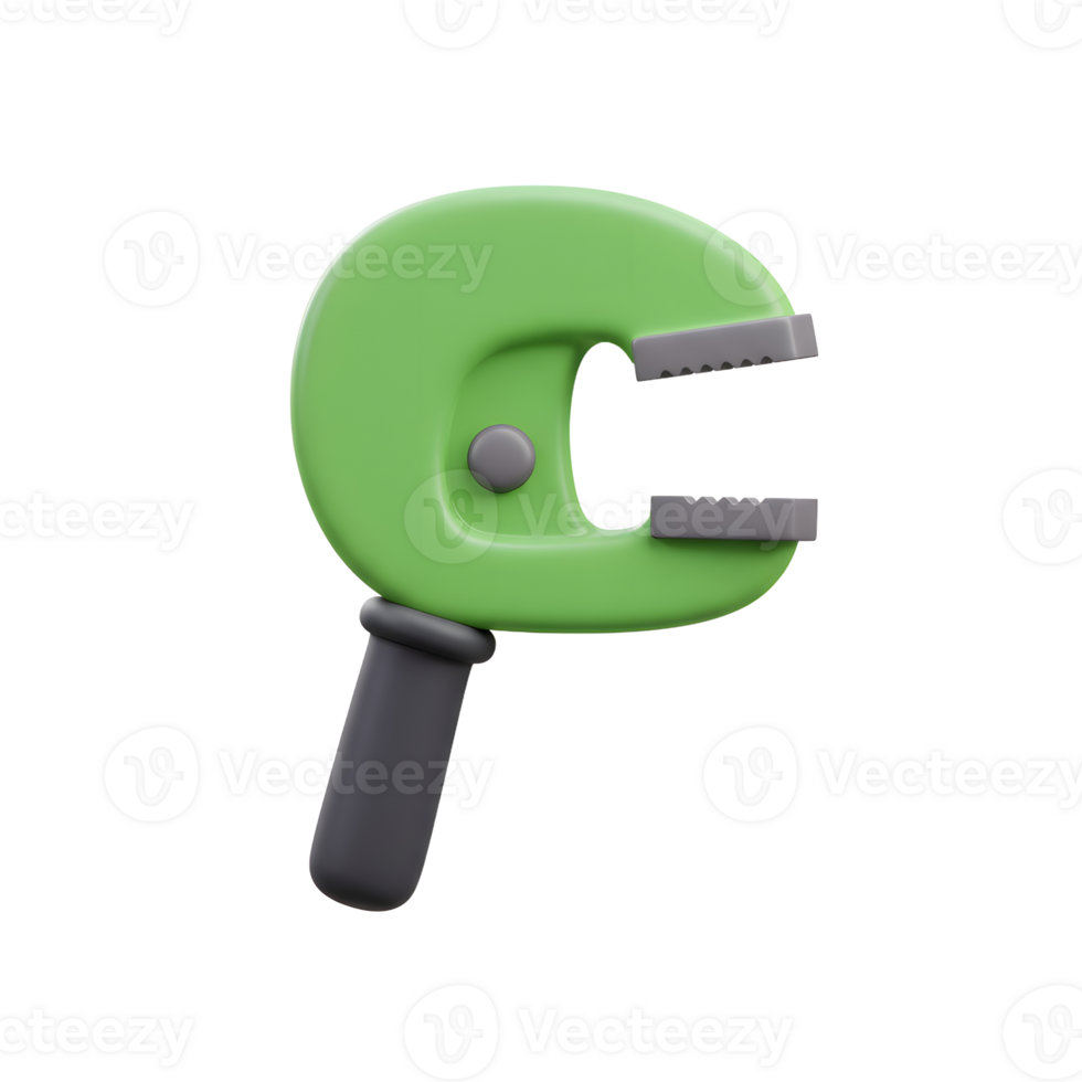 Green Cartoon Clamp 3D Render Model Tool png