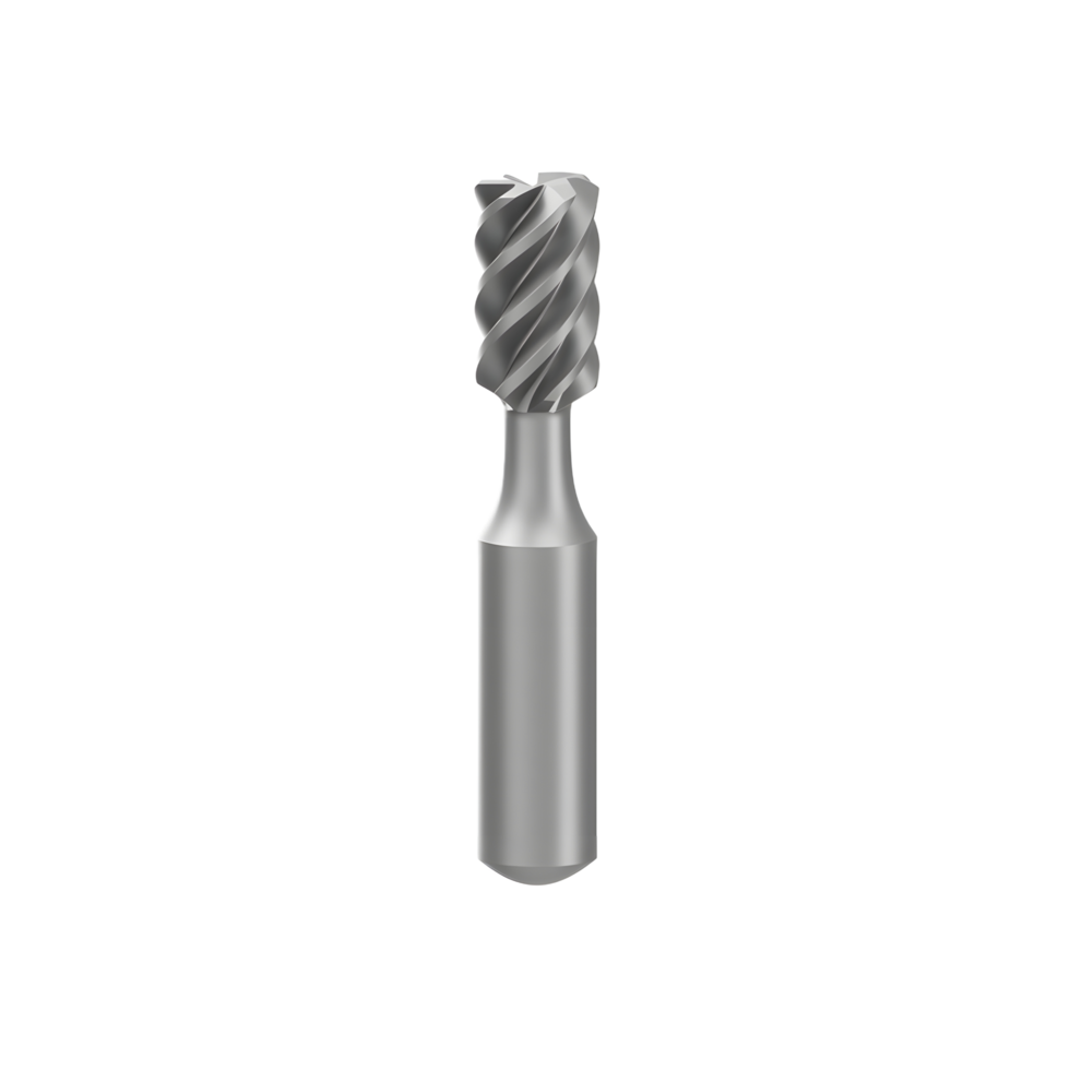 Metal Rotary Burr Tool Silver Cylindrical Shank Spiral Cutting Head png