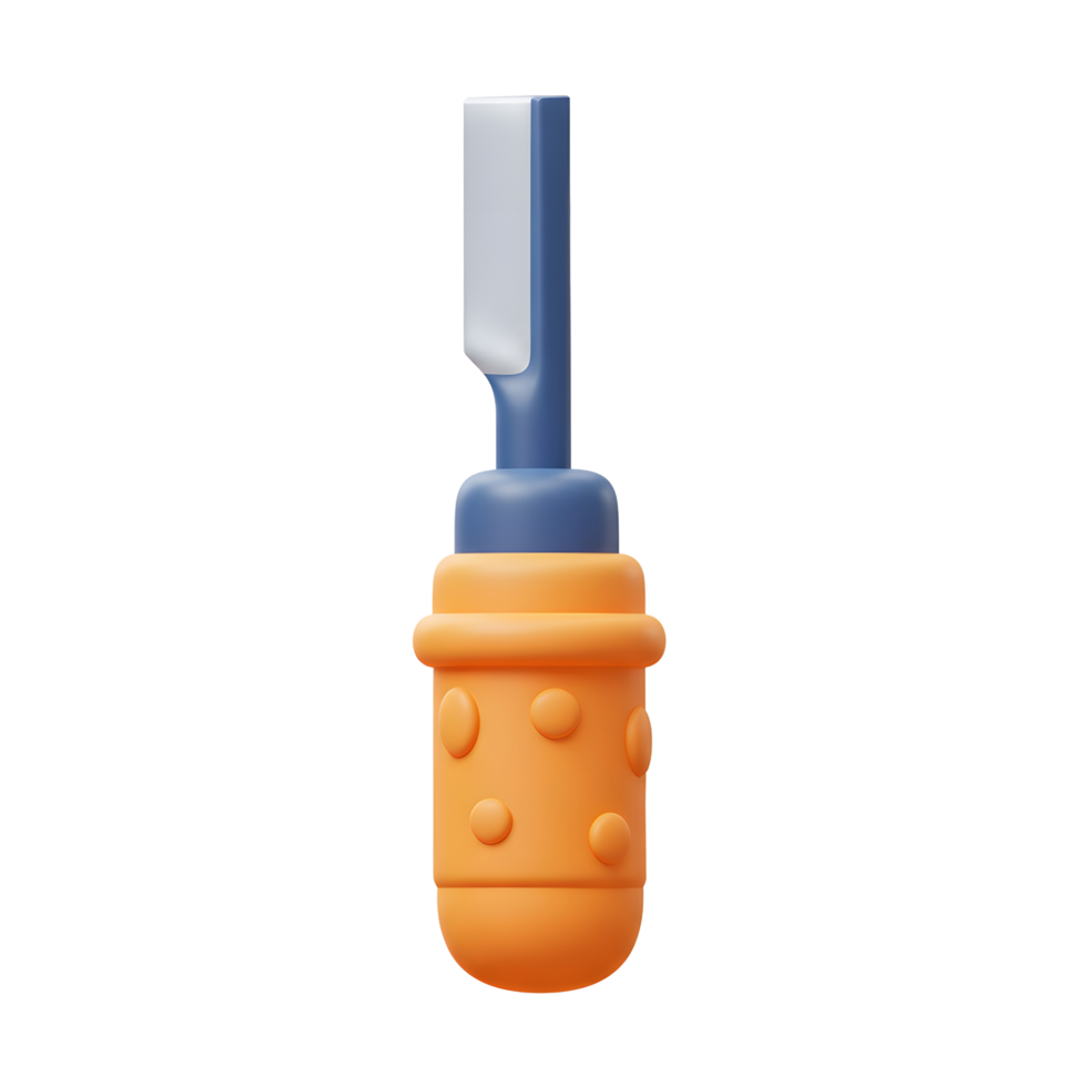 Orange Blue Chisel 3D Model Tool Detailed Design png