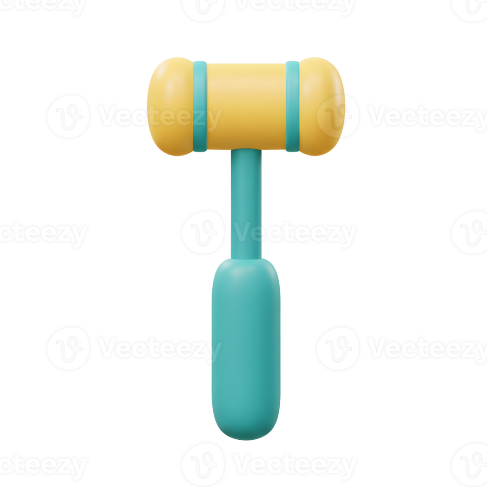 Yellow Teal Reflex Hammer 3D Render Simple Design Medical Tool png