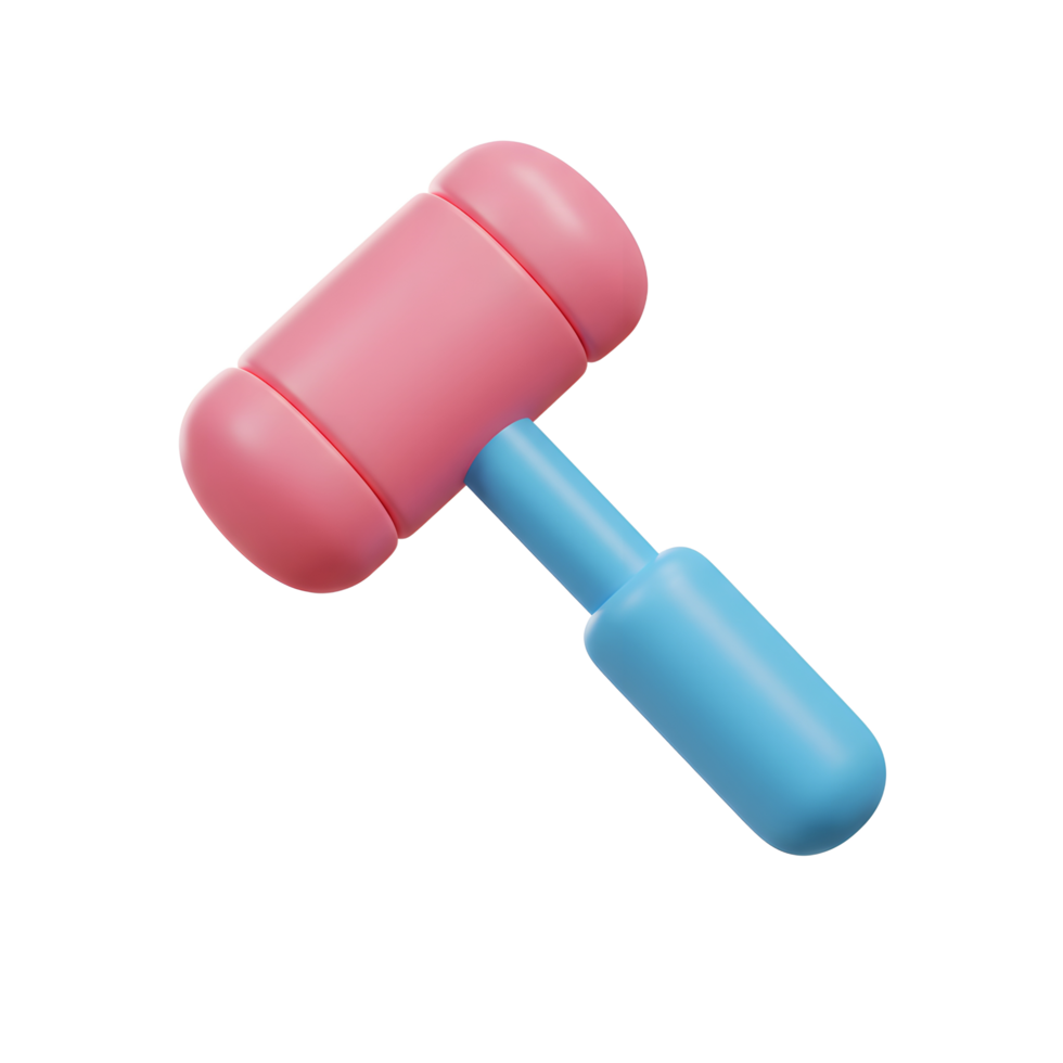 Pink Blue Gavel 3D Render Cartoon Style Icon png