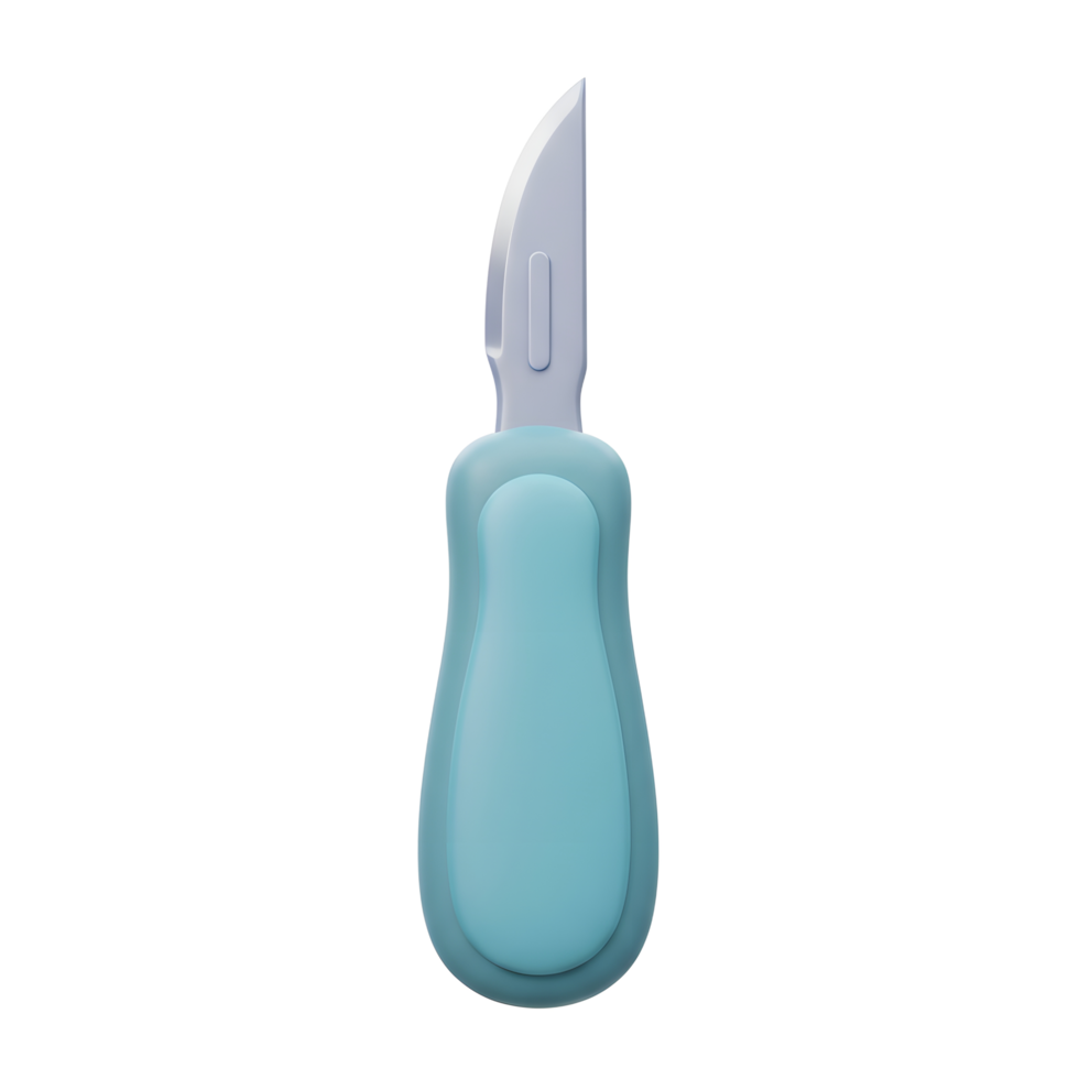 Teal Handle Scalpel Knife 3D Render Model Isolated Background png