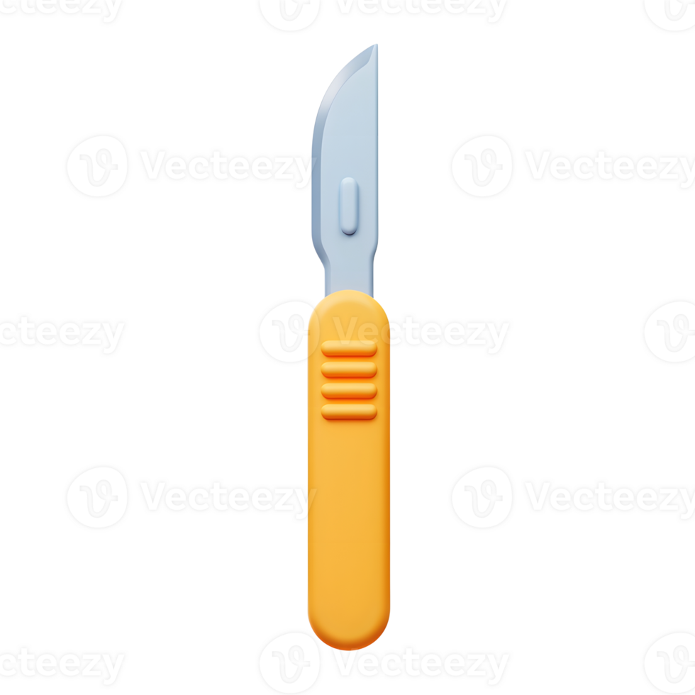 Orange Handle Scalpel 3D Render Simple Medical Tool Design png