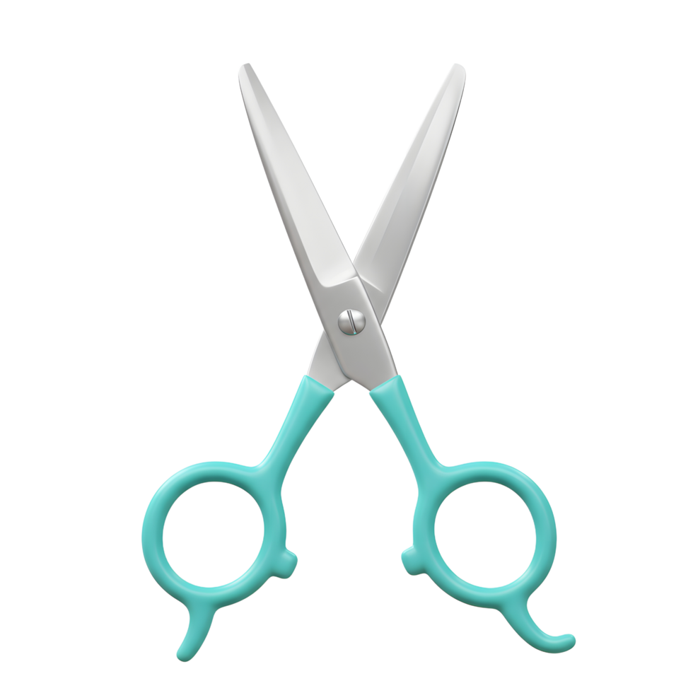 Teal Handled Scissors Silver Blades Clean Design Image png