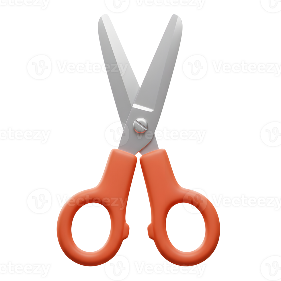 Orange Handled Scissors Metal Blades Simple Design White Background png