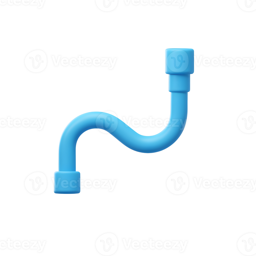 Blue Curved Pipe 3D Render Simple Design Plumbing Element png