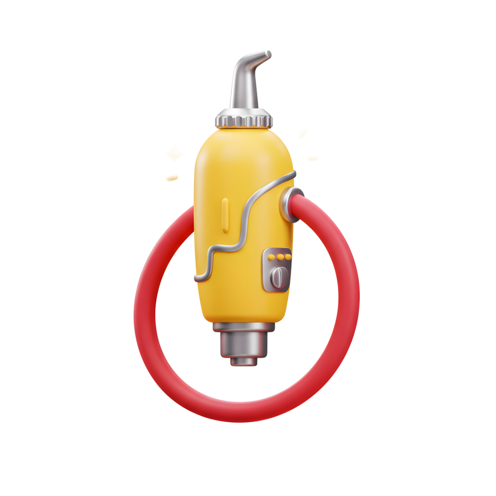 Yellow Futuristic Fuel Pump 3D Render Red Ring Design png